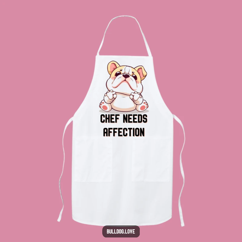 Funny Kawaii Bulldog Apron: Paws Up Belly Rub Kitchen Gift