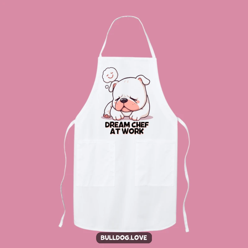 Funny Sleepy Bulldog Snore Apron: Kitchen Dreaming Dog with Zzzs, Practical Funny Gift