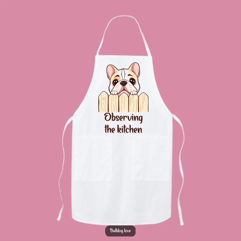 Funny Bulldog Peeking Apron: Curious Chef Dog, Perfect Kitchen Gift