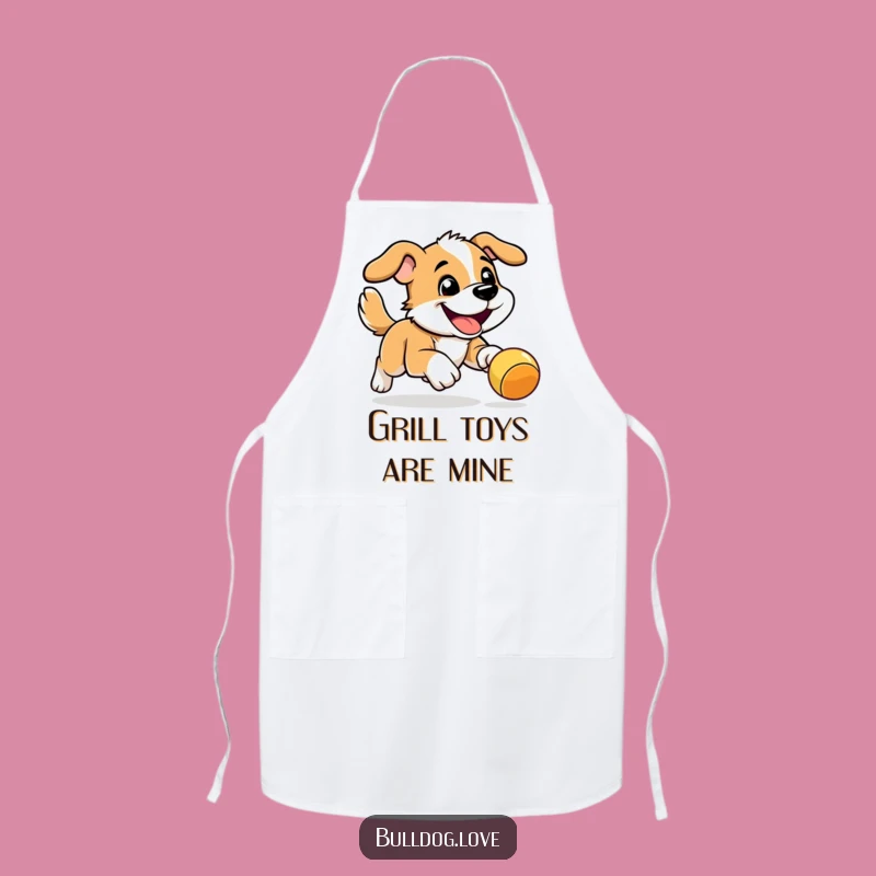 Funny Energetic Dog Apron: Bouncy Toy Chase, Kitchen Fun Gift