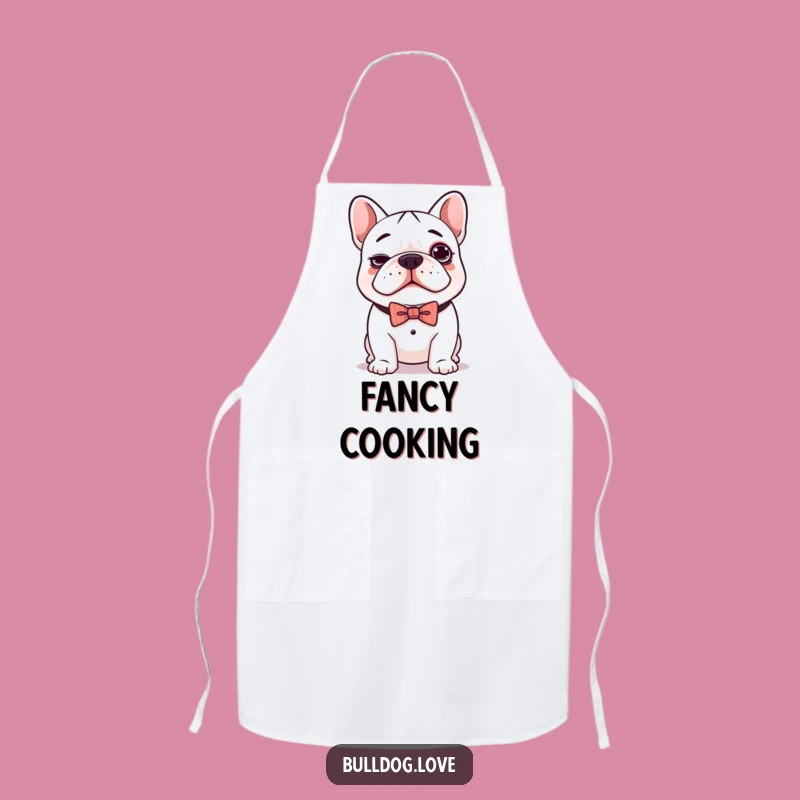 Funny Kawaii Bulldog Bow Tie Apron - Cook with Cute and Comical Flair