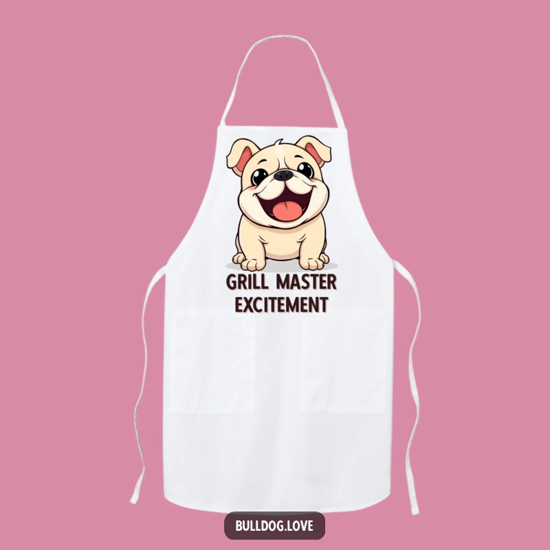 Funny Kawaii Bulldog Wagging Apron - Cook with Excitement and Joy!