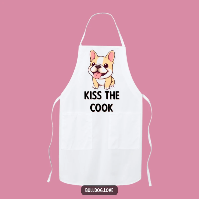 Funny Kawaii Bulldog Smile Apron - Cook with a Happy, Panting Chef!