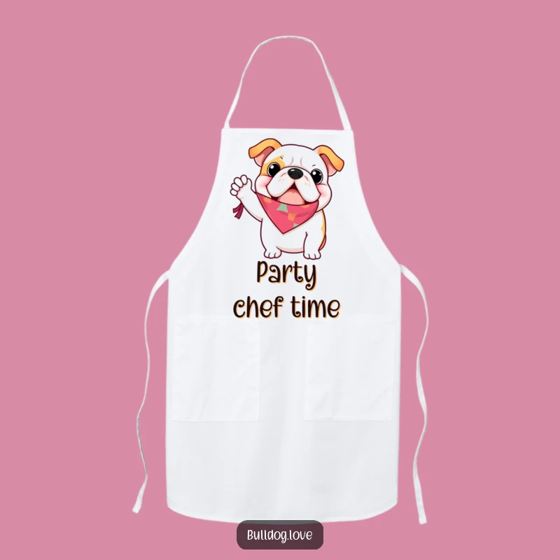 Funny Bulldog Bandana Chef Apron: Waving Hello to Deliciousness