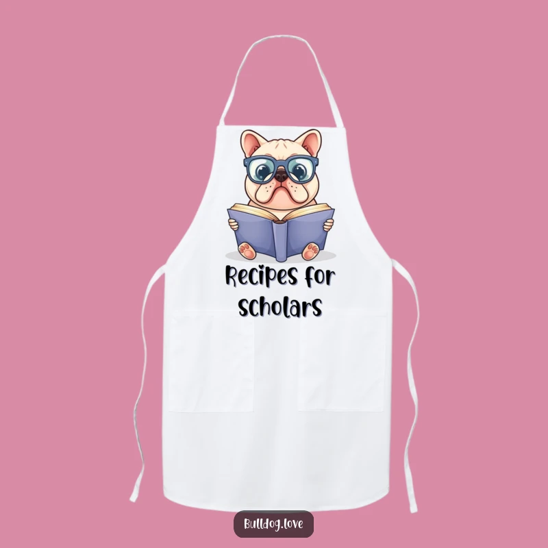 Funny Bookworm Bulldog Apron: Smart Glasses Chef Gear, Hilarious Gift for Cooks Who Read