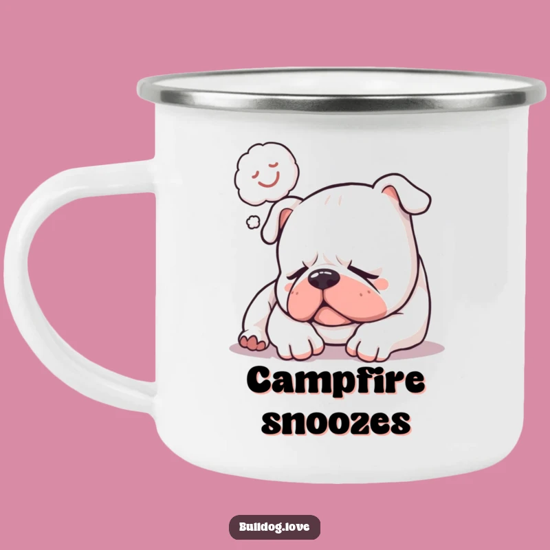 Funny Sleepy Bulldog Snore Camping Mug: Durable Dreaming Dog with Zzzs, Ideal Funny Gift