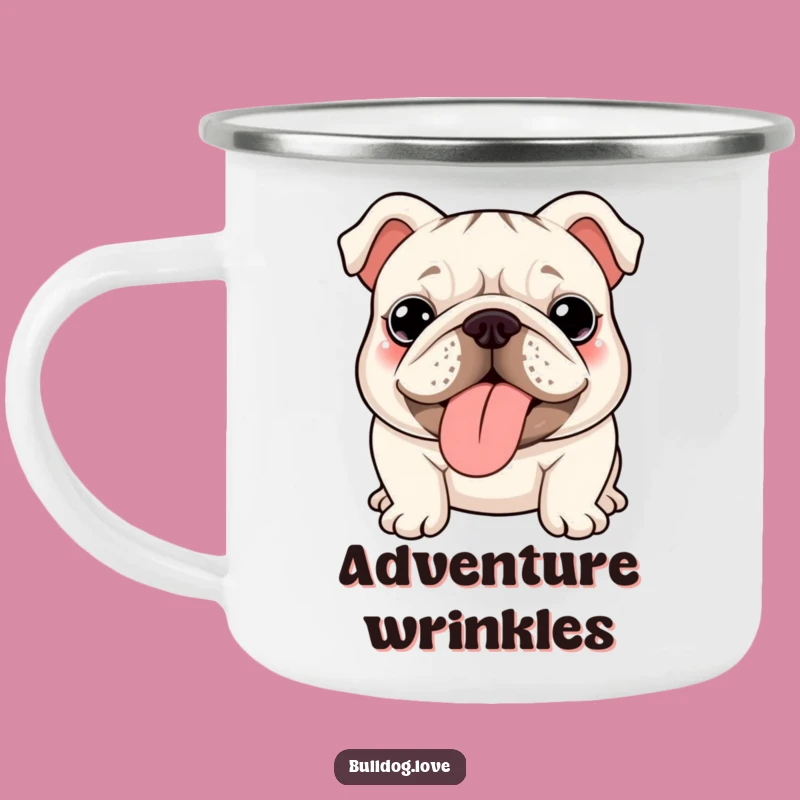 Durable Kawaii Bulldog Wrinkles Funny Camping Mug - Outdoor Dog Gift