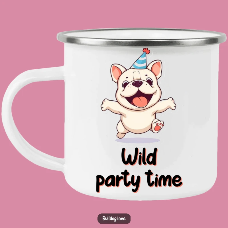 Durable Party Bulldog Funny Camping Mug - Outdoor Celebration Dog Gift