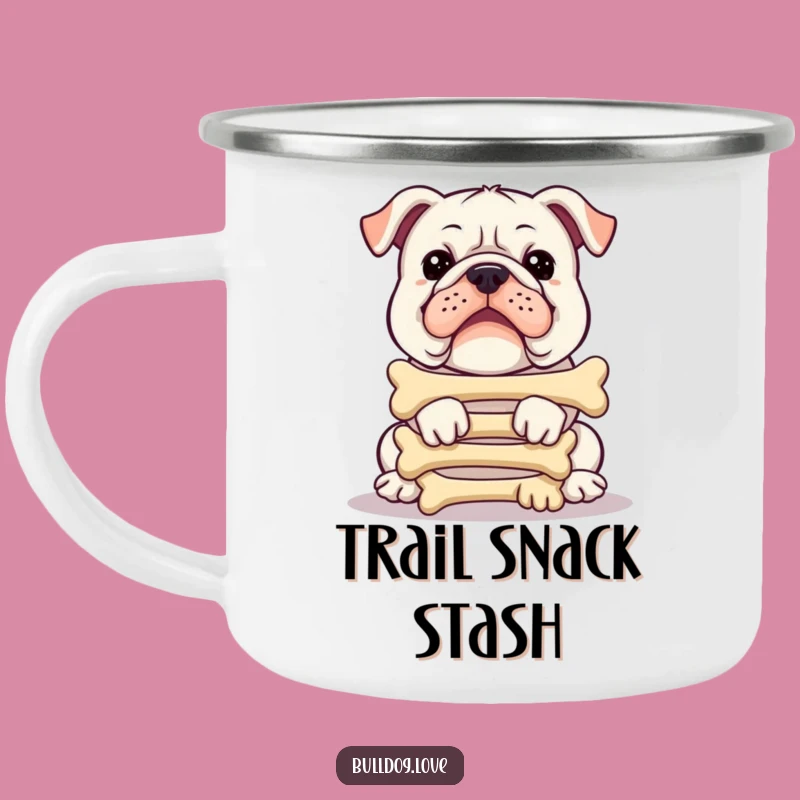 Funny Bulldog Bone Balance Camping Mug: Adventure Fuelled by Laughter