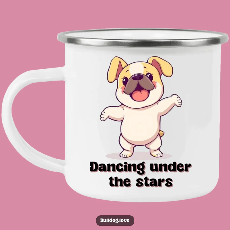 Funny Dancing Bulldog Camping Mug: Durable Drinkware for Energetic Campers