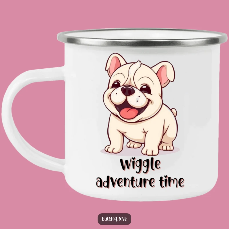 Funny Kawaii Bulldog Wiggle Camping Mug - Joyful Sips on the Go!