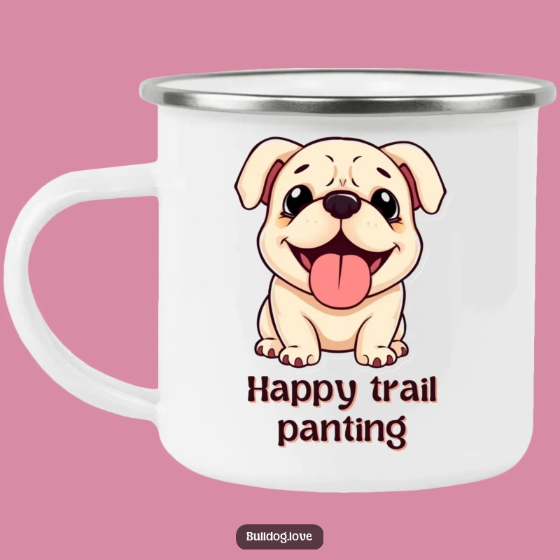Funny Happy Bulldog Camping Mug: Adventure Fueled by Canine Joy Gift