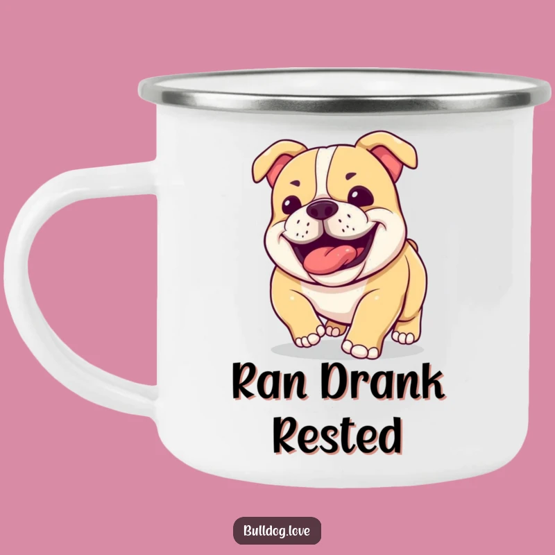 Funny Bulldog Jowls Panting Camping Mug: Outdoor Humor Gift