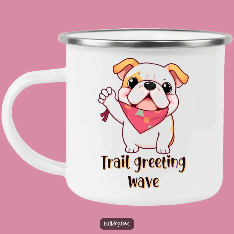 Funny Bulldog Bandana Greeting Camping Mug: Adventure Waves