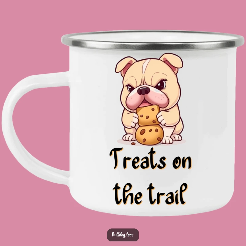 Funny Determined Bulldog Treat Balance Camping Mug: Outdoor Focus