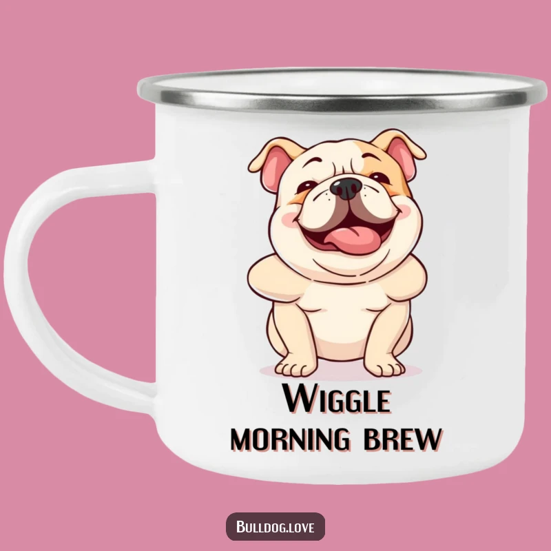 Funny Bulldog Wiggle Camping Mug: Hilarious Outdoor Adventure Companion