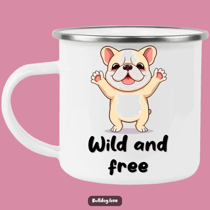 Funny Bulldog Dancing Camping Mug - Adventure with Happy Paws