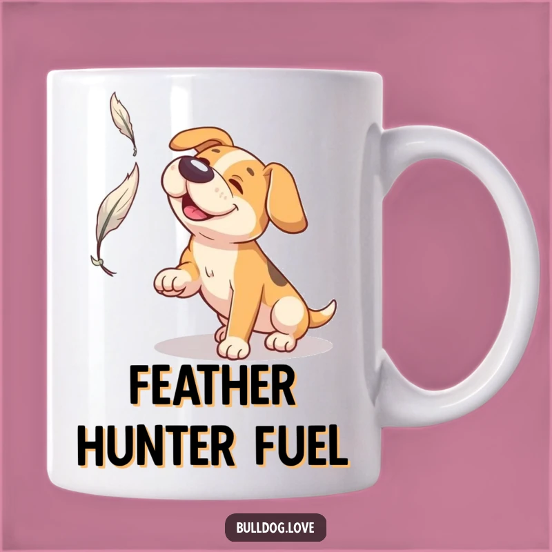 Funny Broad Snout Dog Mug: Catching Feather, Perfect Dog Lover Gift