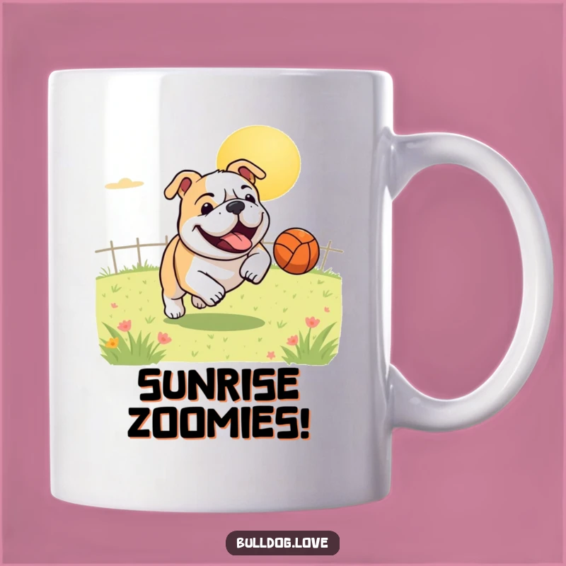 Funny Bulldog Ball Mug: Joyful Chase for Energetic Dog Lovers