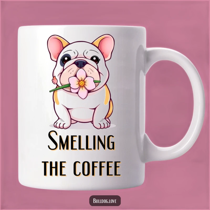 Funny Bulldog Flower Mug: Proud Pup's Sweet Gesture, Adorable Dog Gift, Perfect Present!