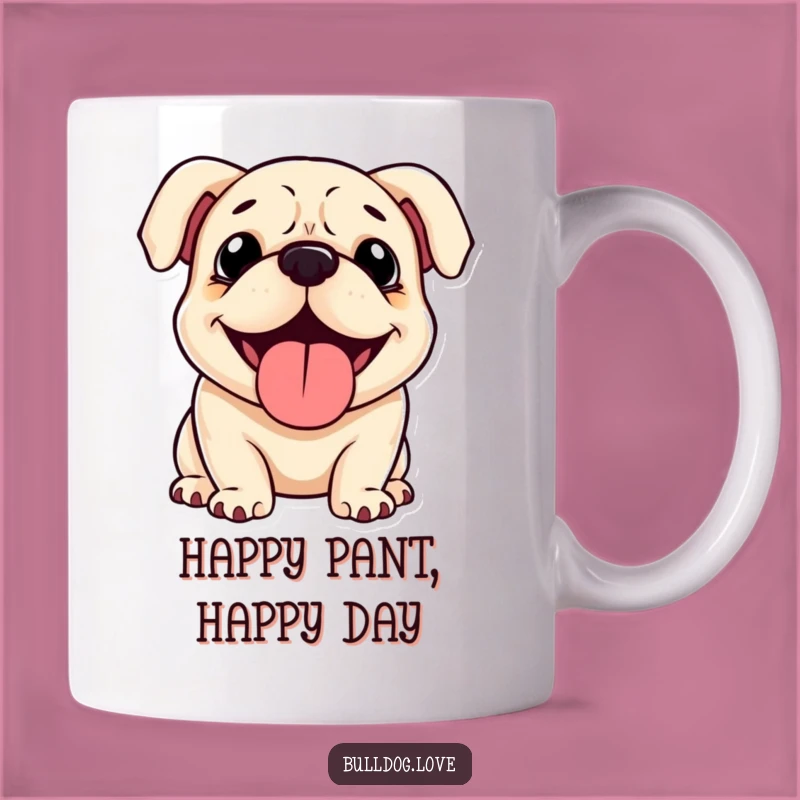 Funny Happy Bulldog Panting Mug: Cherish Joyful Canine Moments Gift