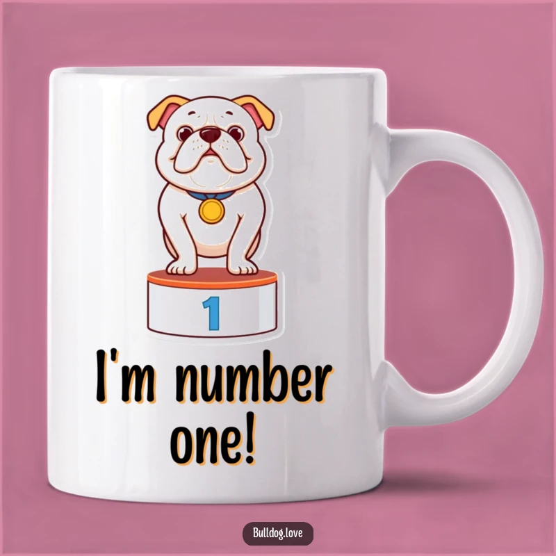 Funny Bulldog Champ Mug: Proud Winner Bulldog with Medal, Perfect Funny Gift for Dog Lovers