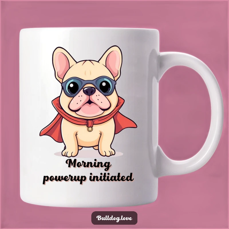 Funny Superhero Kawaii Bulldog Mug - Adorable Gift for Dog Lovers!