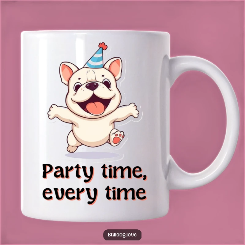 Party Bulldog Funny Jumping Mug Gift - Celebrate with Cheerful Dog