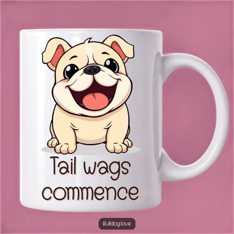 Funny Kawaii Bulldog Wagging Tail Mug - Pure Excitement for Your Morning!