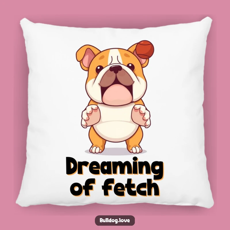 Soft Bulldog Fetch Funny Pillow - Cozy Ready-to-Play Accent Gift