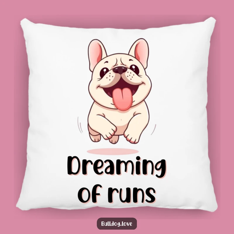 Funny Kawaii Bulldog Pillow - Tongue Out Running, Comfy & Hilarious Gift