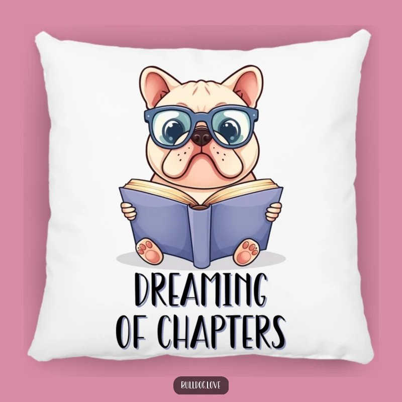 Funny Bookworm Bulldog Pillow: Smart Glasses Comfort, Hilarious Gift for Cozy Reading