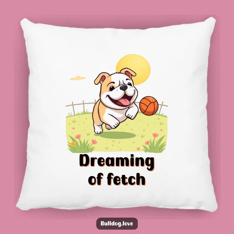 Funny Bulldog Ball Pillow: Cozy Comfort with a Gleeful Pup's Play