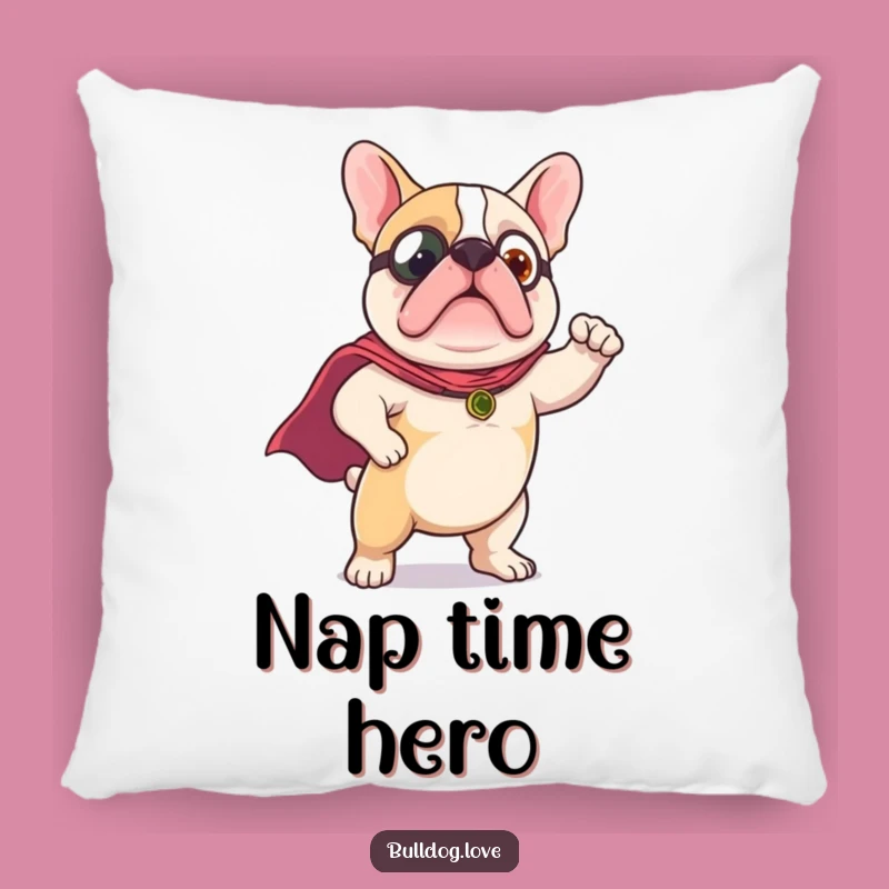 Funny Hero Bulldog Pillow - Cozy Canine Crusader Cushion, Perfect Gift Decor