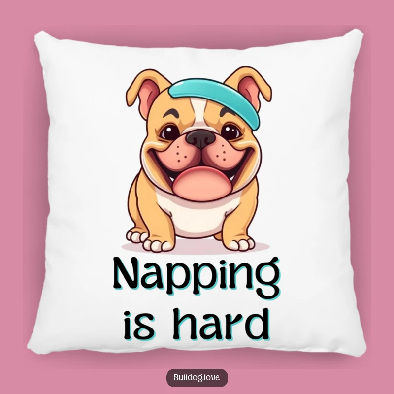 Funny Bulldog Frisbee Pillow: Cozy Comfort with a Grinning Pup's Skill