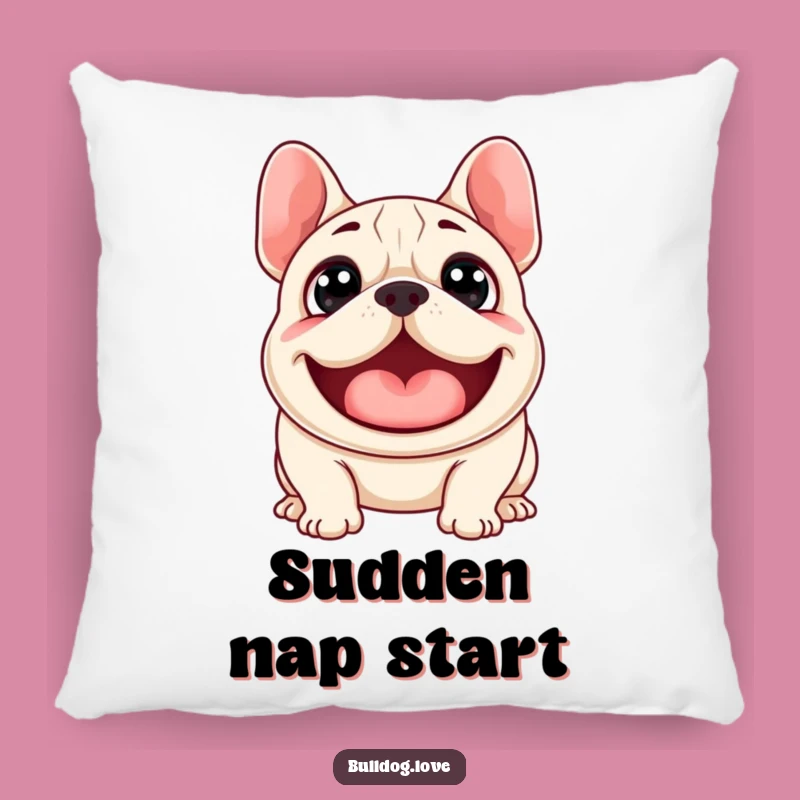 Funny Surprised Bulldog Woof Pillow: Soft Excited Dog with Wide Eyes, Cute Funny Gift