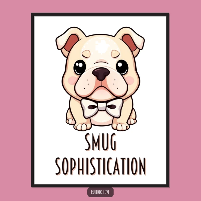 Funny Bulldog Bowtie Digital Print: Dapper Pup Art for Instant Style