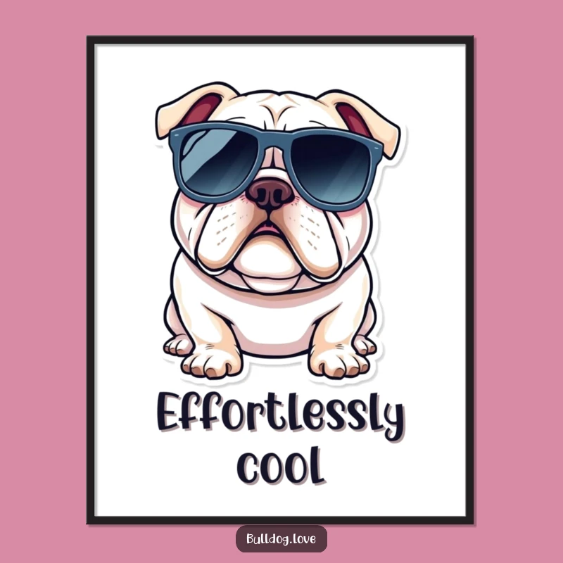 Funny Bulldog Sunglasses Digital Art: Cool Dog Print for Instant Style