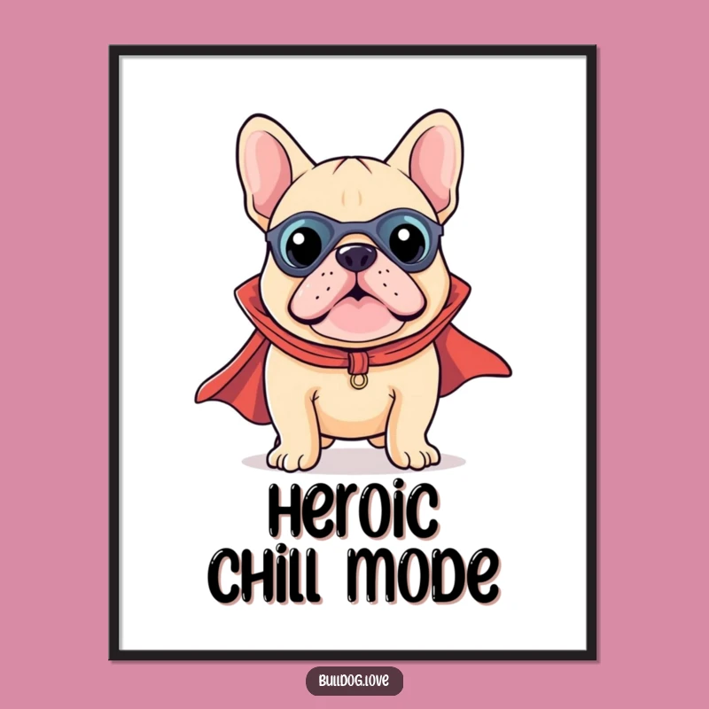 Funny Kawaii Bulldog Superhero Digital Print - Instant Adorable Heroism for Your Space!