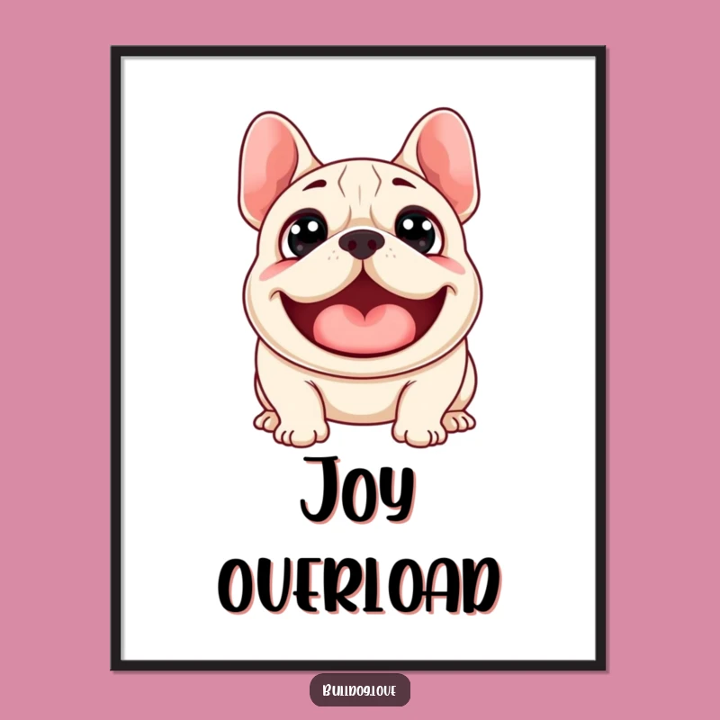 Funny Surprised Bulldog Woof Digital Art: Printable Excited Dog with Wide Eyes, Instant Funny Gift