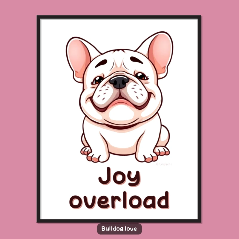 Funny Kawaii Bulldog Digital Print: Goofy Grin Floppy Ears Art Gift