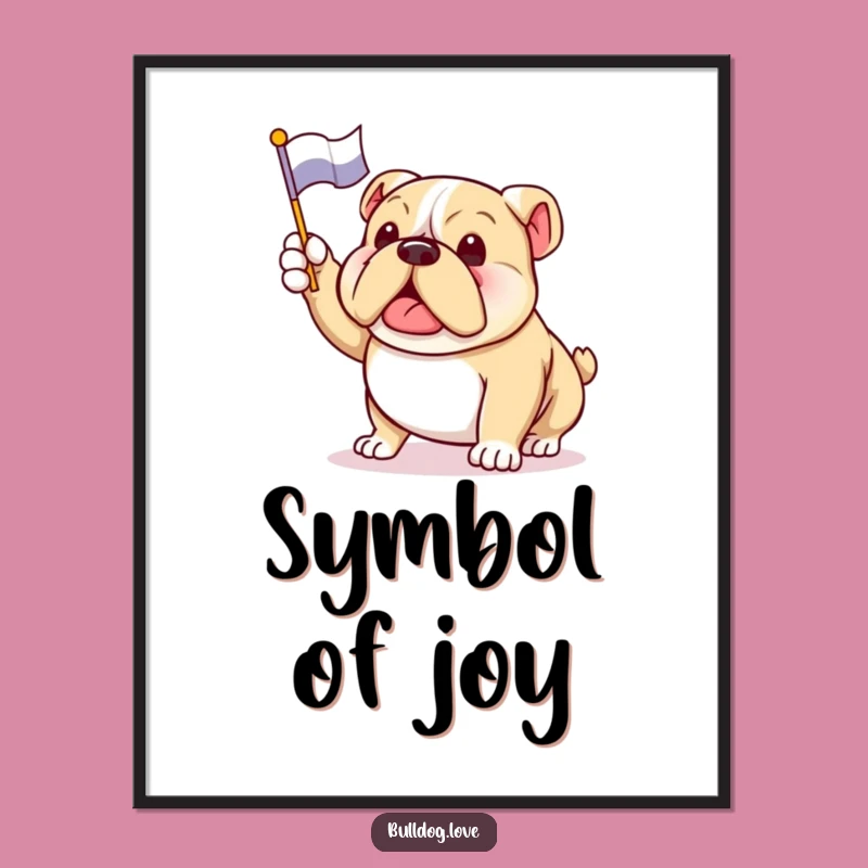 Funny Bulldog Flag Digital Art: Enthusiastic Dog Print for Instant Cheer