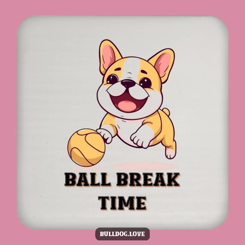Funny Kawaii Bulldog Coasters: Ball Chase Playful Protector Gift