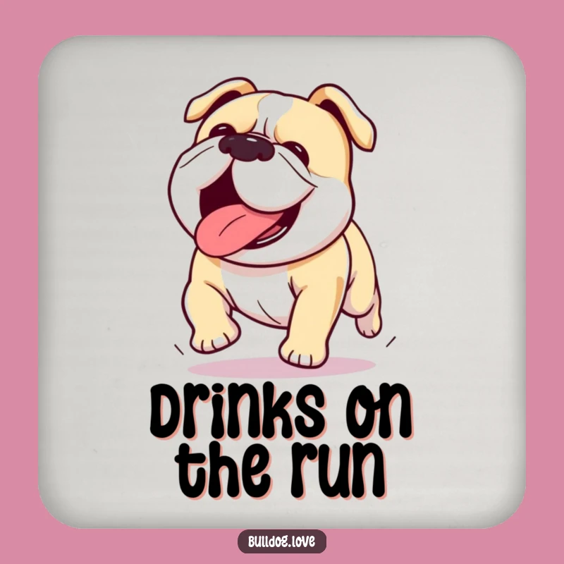 Funny Kawaii Bulldog Coasters: Tongue Out Running Protector Gift