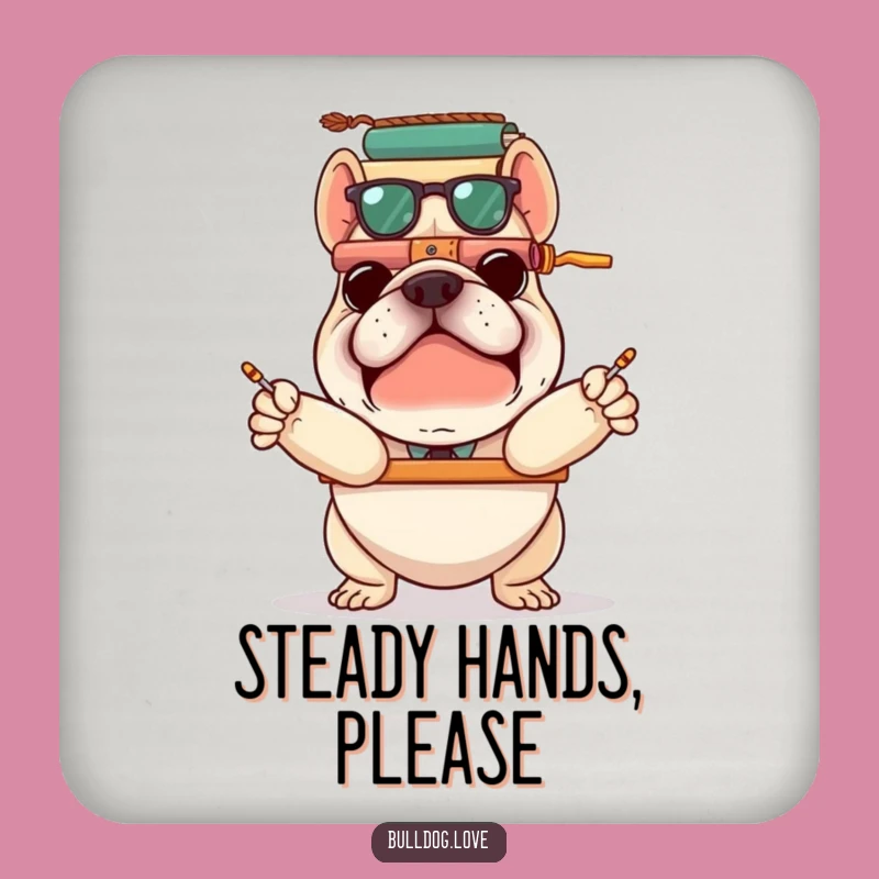 Funny Bulldog Balance Coasters: Protect Surfaces with Humorous Juggling Art