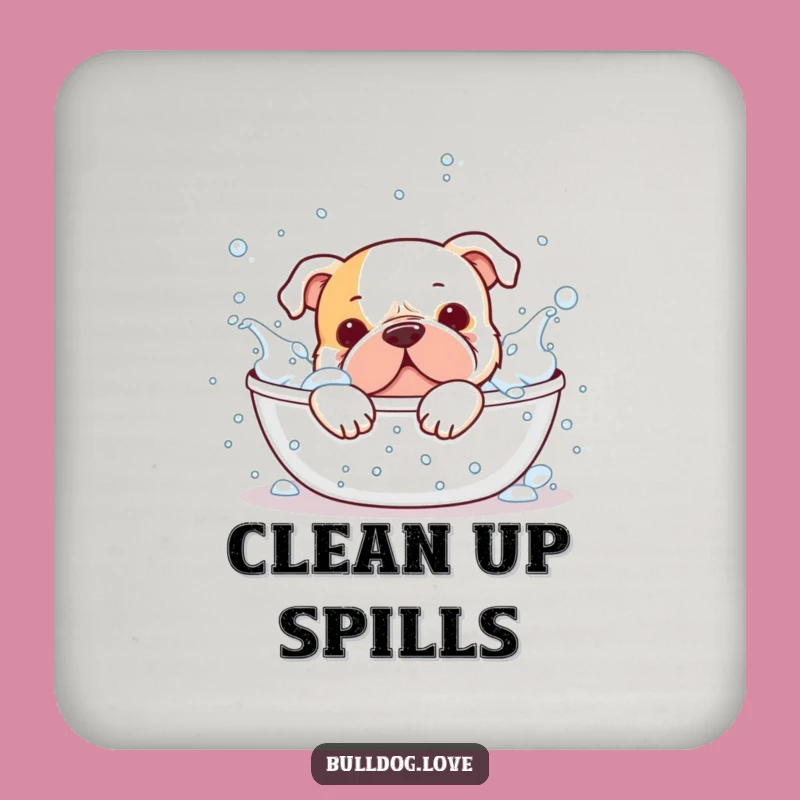Funny Bulldog Bath Time Coaster: Protect Surfaces with Humor
