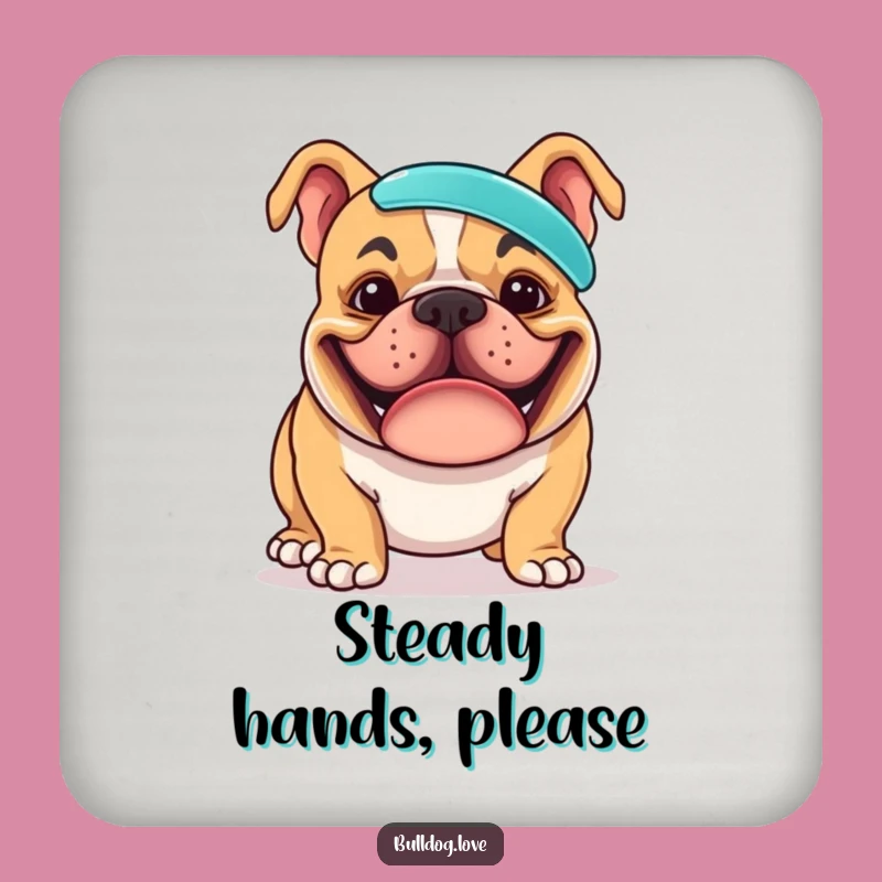 Funny Bulldog Frisbee Coaster: Protect Surfaces with a Goofy Pup's Balance