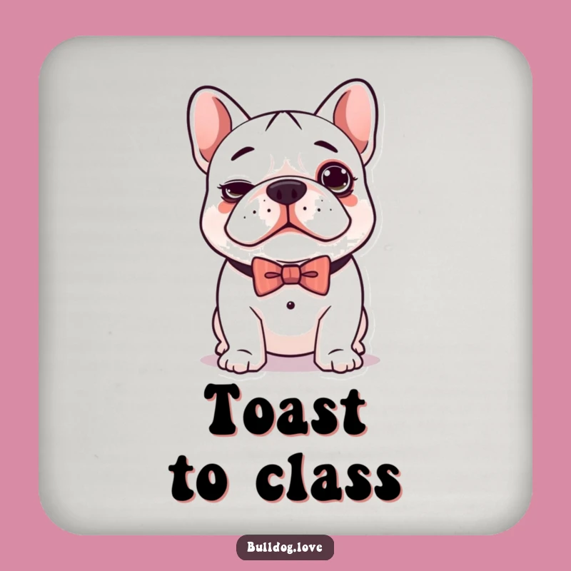 Funny Kawaii Bulldog Bow Tie Coaster Set - Protect Surfaces with Cute Charm