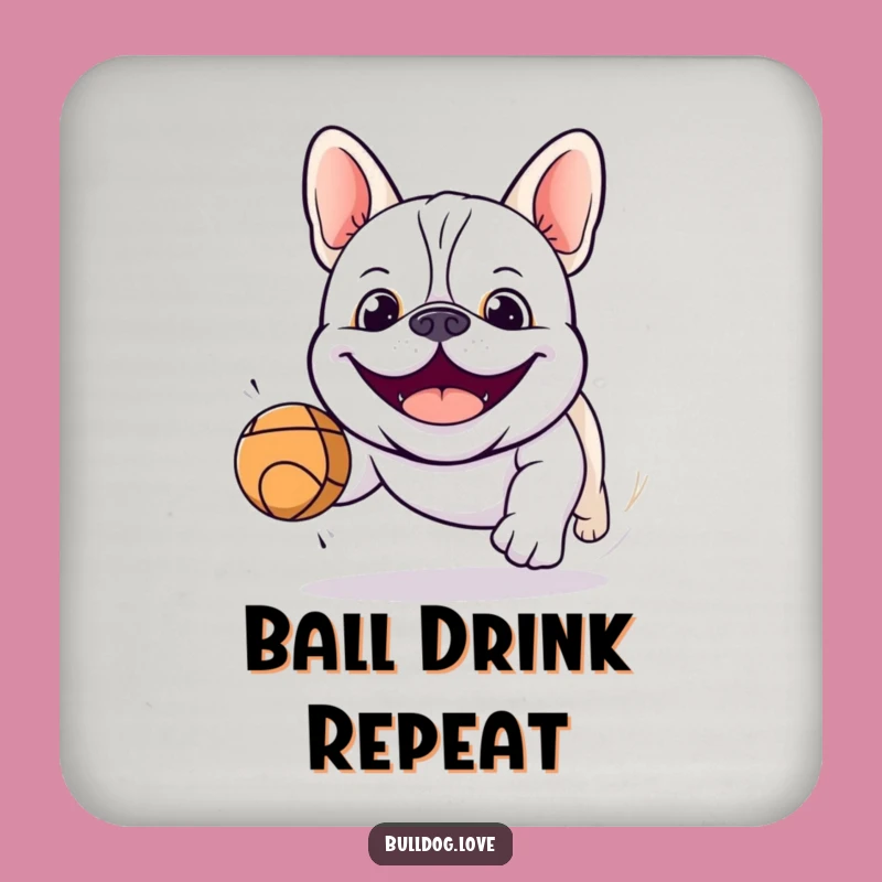 Funny Kawaii Bulldog Chasing Ball Coaster: Protect Surfaces Humorously
