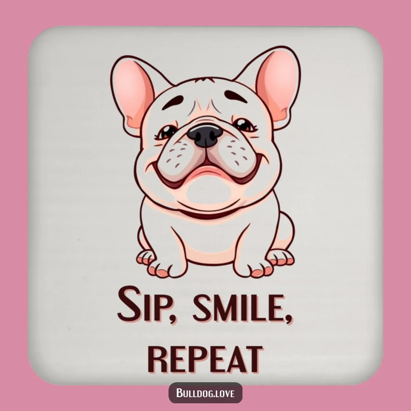 Funny Kawaii Bulldog Coaster Set: Goofy Grin Floppy Ears Protector Gift
